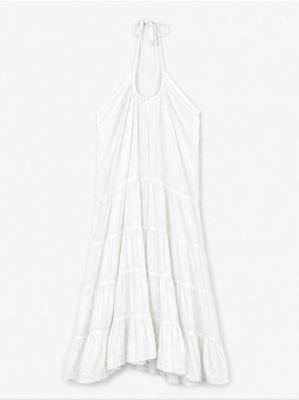 LUCCA White Halter Tiered Maxi Dress 100% Cotton Women's Size Small